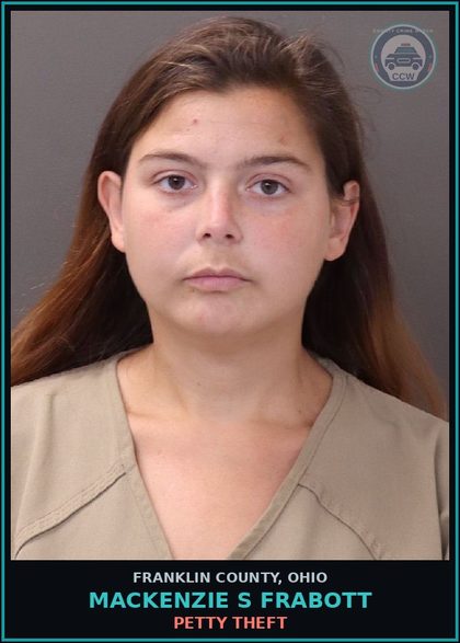CCW arrest card for Mackenzie S Frabott in Franklin County: PETTY THEFT