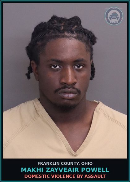 CCW arrest card for Makhi Zayveair Powell in Franklin County: RECKLESS OPERATION ON STREETS