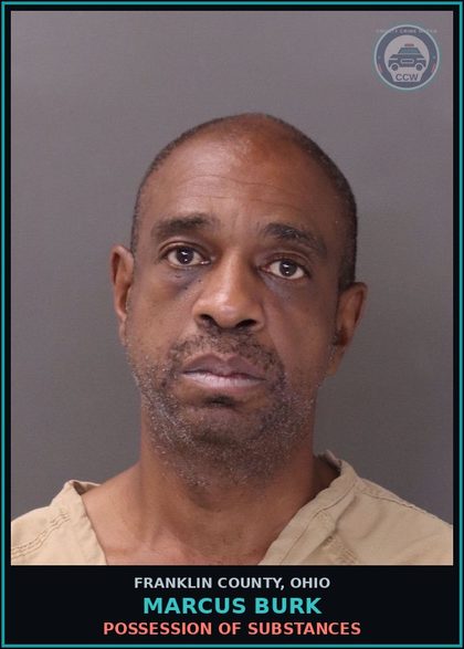 CCW arrest card for Marcus Burk in Franklin County: POSSESSION OF DRUGS