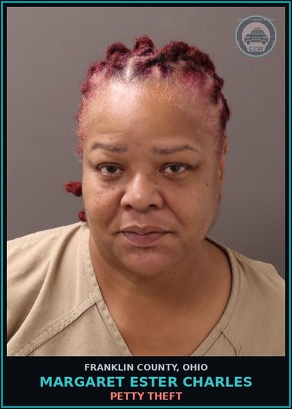 CCW arrest card for Margaret Ester Charles in Franklin County: PETTY THEFT