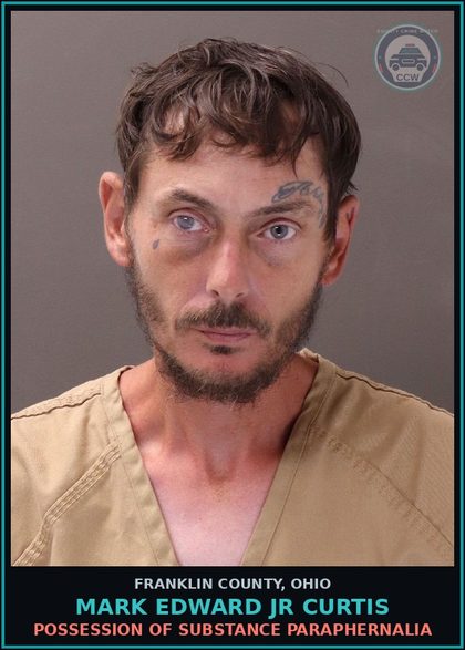 CCW arrest card for Mark Edward Jr Curtis in Franklin County: POSSESSION OF DRUG PARAPHERNALIA