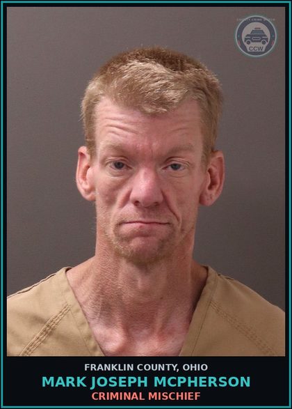 CCW arrest card for Mark Joseph Mcpherson in Franklin County: CRIMINAL MISCHIEF