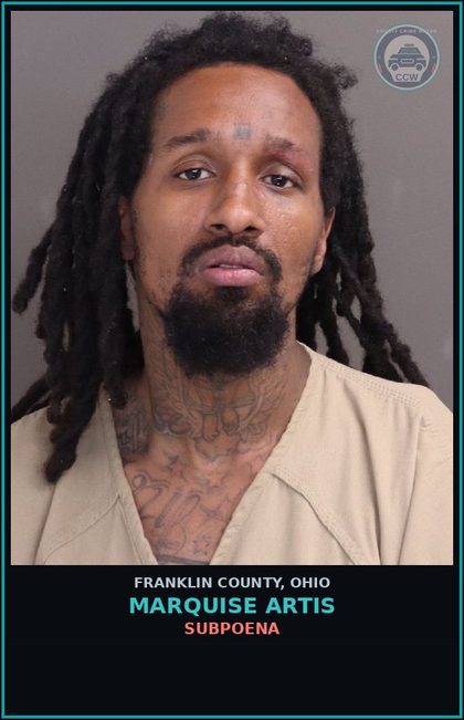 CCW arrest card for Marquise Artis in Franklin County: SUBPOENA