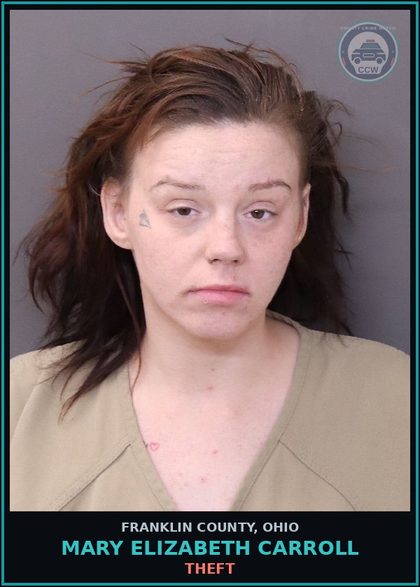 CCW arrest card for Mary Elizabeth Carroll in Franklin County: DRUG PARAPHERNALIA