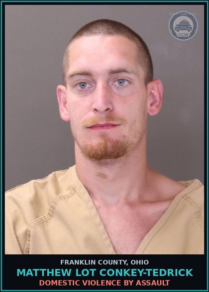 CCW arrest card for Matthew Lot Conkey-Tedrick in Franklin County: DOMESTIC VIOLENCE BY ASSAULT