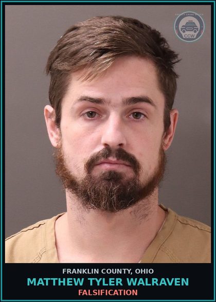 CCW arrest card for Matthew Tyler Walraven in Franklin County: FALSIFICATION