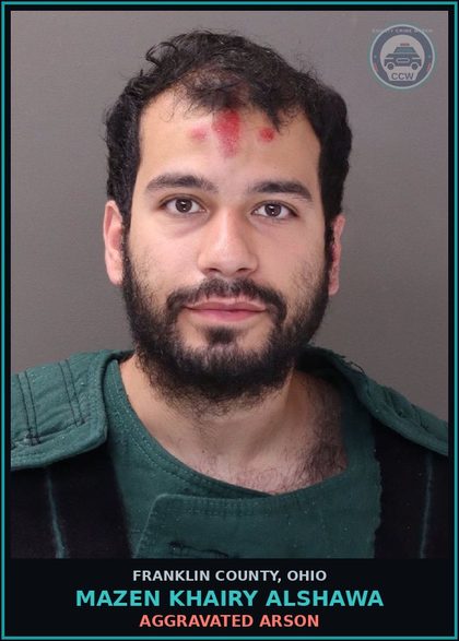 CCW arrest card for Mazen Khairy Alshawa in Franklin County: AGGRAVATED ARSON