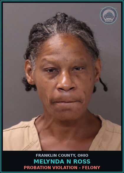 CCW arrest card for Melynda N Ross in Franklin County: PROBATION VIOLATION - FELONY