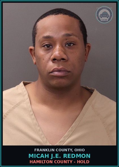 CCW arrest card for Micah J.E. Redmon in Franklin County: HAMILTON COUNTY - HOLD