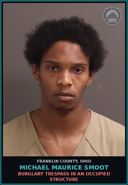 CCW arrest card for Michael Maurice Smoot in Franklin County: BURGLARY TRESPASS IN AN OCCUPIED STRUCTURE