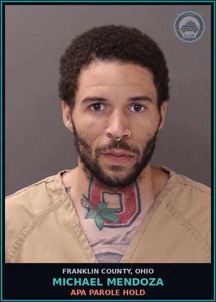 CCW arrest card for Michael Mendoza in Franklin County: APA PAROLE HOLD