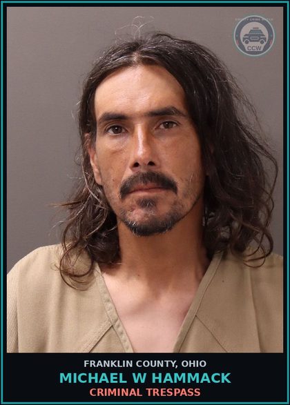 CCW arrest card for Michael W Hammack in Franklin County: CRIMINAL TRESPASS