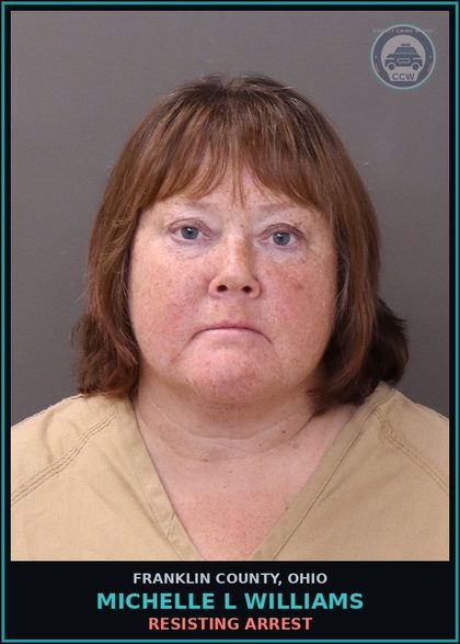 CCW arrest card for Michelle L Williams in Franklin County: RESISTING ARREST