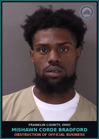 CCW arrest card for Mishawn Corde Bradford in Franklin County: FAIL TO WEAR SEAT BELTS