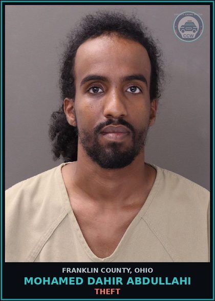 CCW arrest card for Mohamed Dahir Abdullahi in Franklin County: THEFT