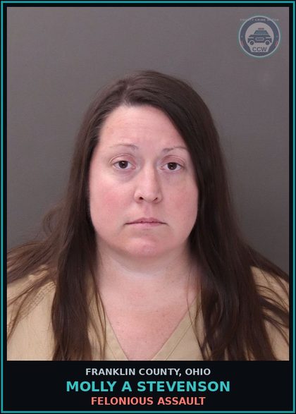CCW arrest card for Molly A Stevenson in Franklin County: FELONIOUS ASSAULT