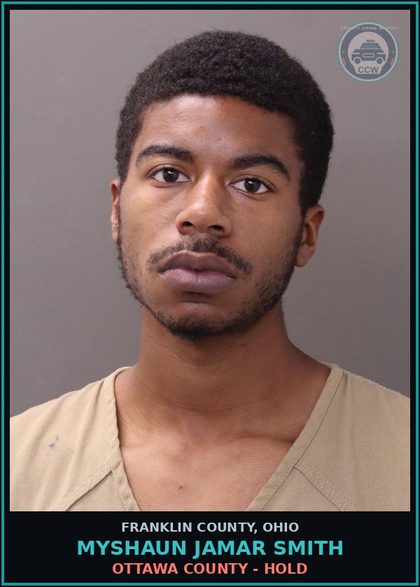 CCW arrest card for Myshaun Jamar Smith in Franklin County: OTTAWA COUNTY - HOLD