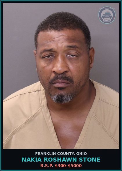 CCW arrest card for Nakia Roshawn Stone in Franklin County: R.S.P. $300-$5000