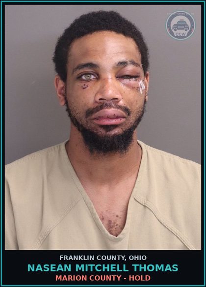 CCW arrest card for Nasean Mitchell Thomas in Franklin County: MARION COUNTY - HOLD