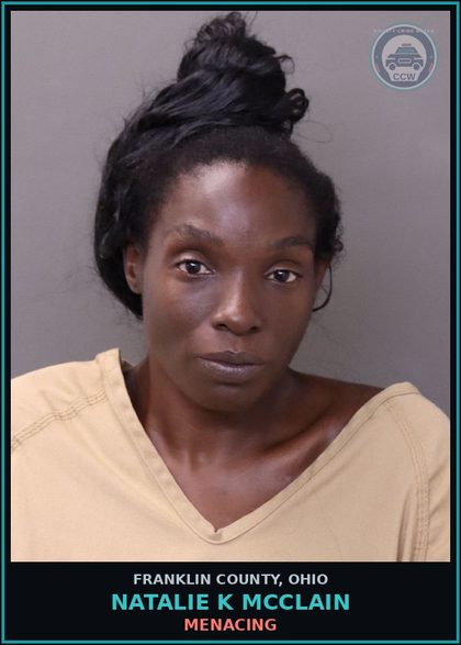 CCW arrest card for Natalie K Mcclain in Franklin County: MENACING