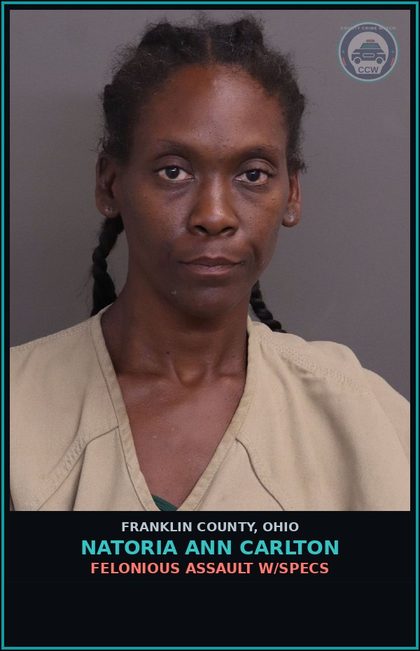 CCW arrest card for Natoria Ann Carlton in Franklin County: FTY-YIELD/STOP SIGN