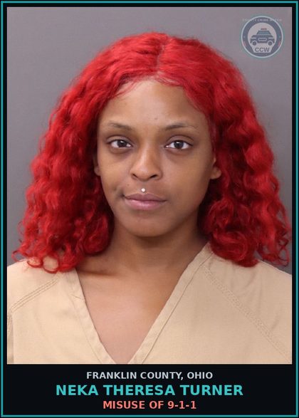 CCW arrest card for Neka Theresa Turner in Franklin County: MISUSE OF 9-1-1