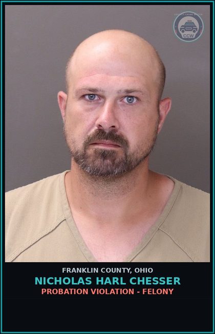 CCW arrest card for Nicholas Harl Chesser in Franklin County: PROBATION VIOLATION - FELONY