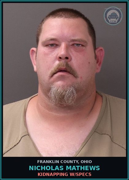 CCW arrest card for Nicholas Mathews in Franklin County: AGGRAVATED ROBBERY W/SPECS