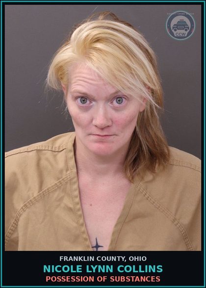 CCW arrest card for Nicole Lynn Collins in Franklin County: POSSESSION OF DRUGS