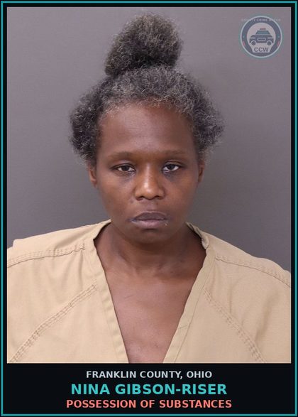 CCW arrest card for Nina Gibson-Riser in Franklin County: POSSESSION OF DRUGS