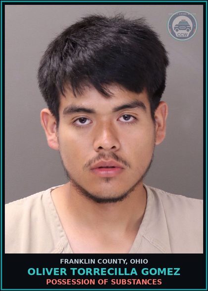 CCW arrest card for Oliver Torrecilla Gomez in Franklin County: POSSESSION OF DRUGS