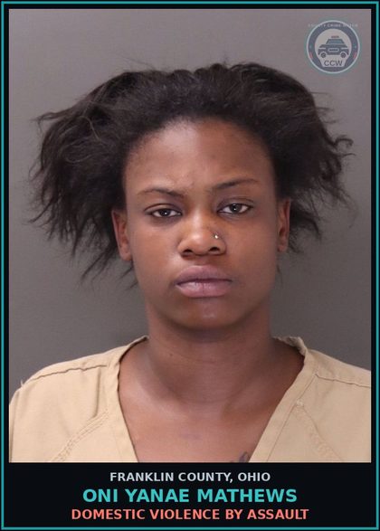 CCW arrest card for Oni Yanae Mathews in Franklin County: VANDALISM