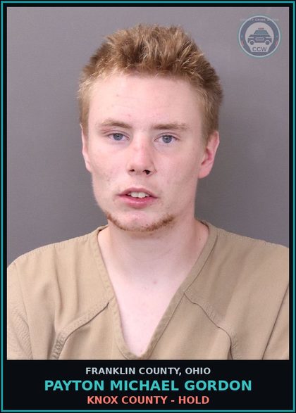 CCW arrest card for Payton Michael Gordon in Franklin County: KNOX COUNTY - HOLD