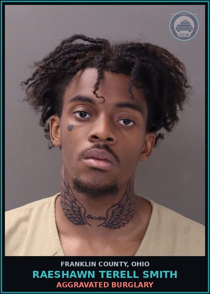 CCW arrest card for Raeshawn Terell Smith in Franklin County: AGGRAVATED BURGLARY