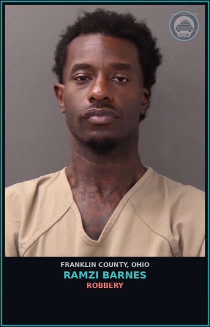 CCW arrest card for Ramzi Barnes in Franklin County: ROBBERY