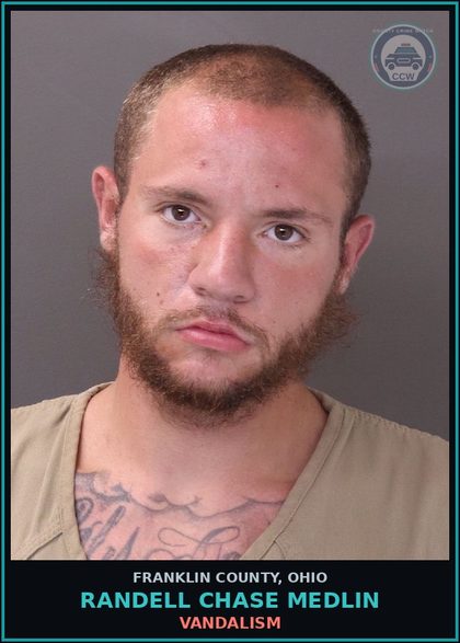 CCW arrest card for Randell Chase Medlin in Franklin County: VANDALISM