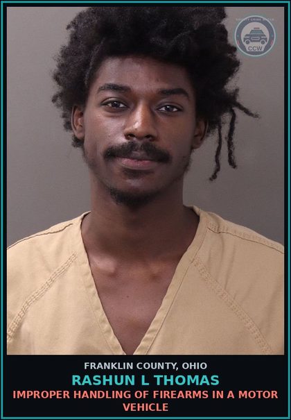 CCW arrest card for Rashun L Thomas in Franklin County: CCW (SEE FURTHER DEFINITIONS)