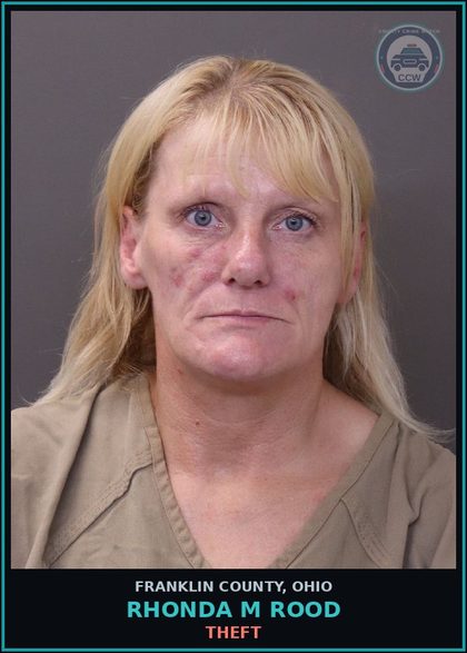 CCW arrest card for Rhonda M Rood in Franklin County: WALKING ON PATH OR STREET, JAYWALKING.