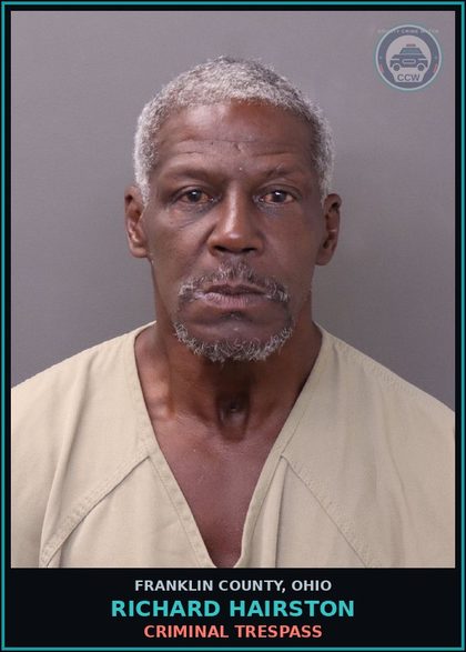 CCW arrest card for Richard Hairston in Franklin County: CRIMINAL TRESPASS