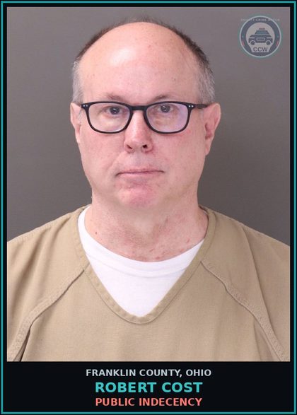 CCW arrest card for Robert Cost in Franklin County: PUBLIC INDECENCY