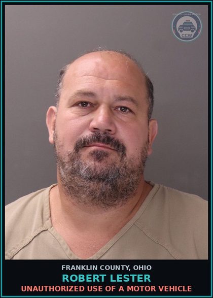 CCW arrest card for Robert Lester in Franklin County: UNAUTHORIZED USE OF A MOTOR VEHICLE
