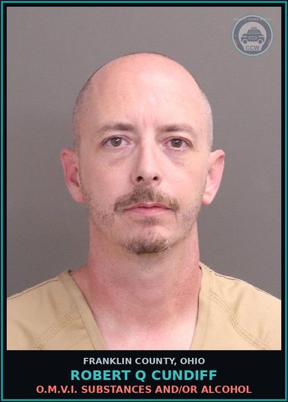 CCW arrest card for Robert Q Cundiff in Franklin County: O.M.V.I. DRUGS AND/OR ALCOHOL