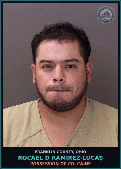 CCW arrest card for Rocael D Ramirez-Lucas in Franklin County: POSSESSION OF COCAINE