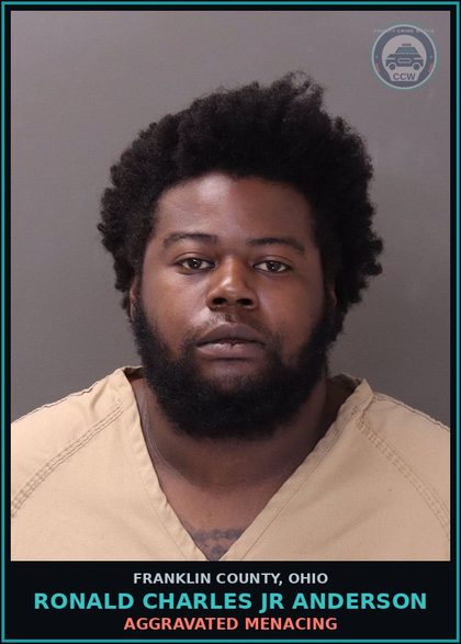CCW arrest card for Ronald Charles Jr Anderson in Franklin County: AGGRAVATED MENACING