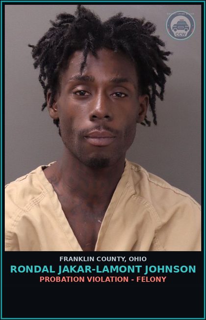 CCW arrest card for Rondal Jakar-Lamont Johnson in Franklin County: PROBATION VIOLATION - FELONY