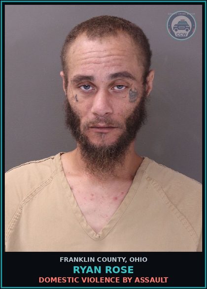 CCW arrest card for Ryan Rose in Franklin County: DOMESTIC VIOLENCE BY ASSAULT