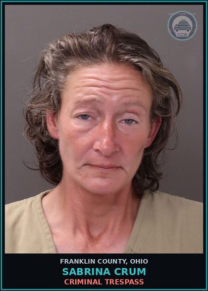 CCW arrest card for Sabrina Crum in Franklin County: CRIMINAL TRESPASS