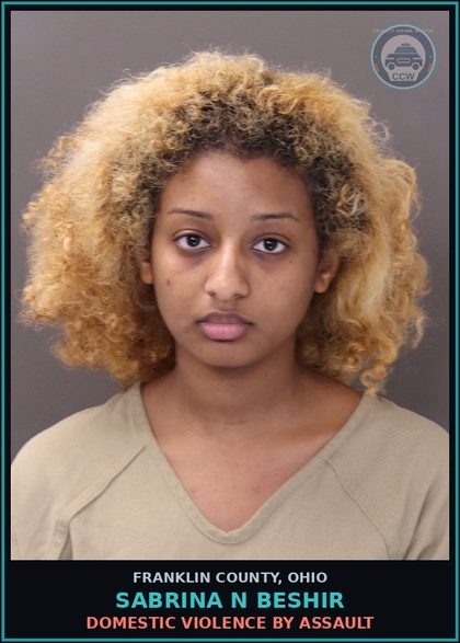 CCW arrest card for Sabrina N Beshir in Franklin County: DOMESTIC VIOLENCE BY ASSAULT
