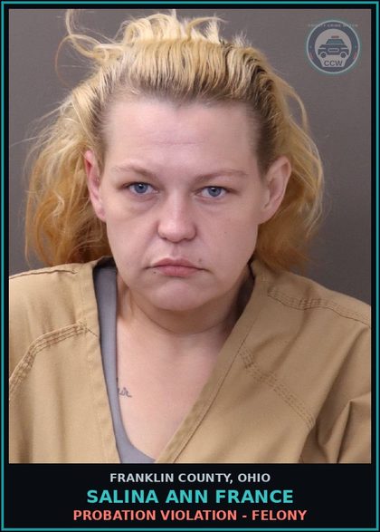 CCW arrest card for Salina Ann France in Franklin County: PROBATION VIOLATION - FELONY