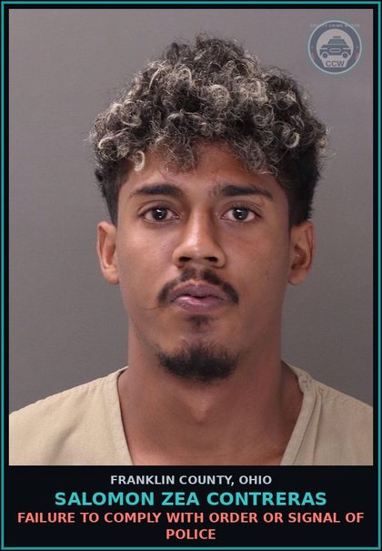 CCW arrest card for Salomon Zea Contreras in Franklin County: FAILURE TO COMPLY WITH ORDER OR SIGNAL OF POLICE